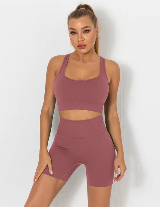 Activia Seamless Breathable Sports Bra & Shorts – 2-Piece Workout Set-6651